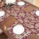 Loom and Mill Vintage Jacquard Table Runner 108 inches Long, Elegant Floral Pattern Dining Table Runners with Tassels, Great for Table Setting Kitchen Dresser Party Decor(Burgundy, 13x108in)