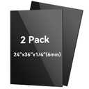 Black Acrylic Sheet 1/4 '' Thick Plexiglass Sheets 2436,2PACK Plastic Sheet Durable and Versatile Plexiglass Panels for DIY Projects, Art, Display Use