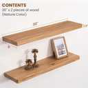 Floating Shelves for Wall, 30"Wx8"D Elm Wood Shelves, Set of 2, Natural, Round Edge, 30inch, 2Packs