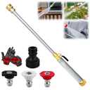 Jet Nozzle Power Washer for Garden Hose, Pressure Washer Wand with 3 Spray Tips and Quick Connectors, Hydro Jet Cleaning Tool for Car Washing, Patio, Garden, and Outdoor (Gray)
