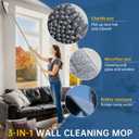 Wall Cleaner Mop with Long Handle, Wall Duster with Extension Pole, 3-in-1 Wall Cleaner, Dust Mop with 5 Reusable Pads