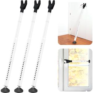 Sliding Door Security Bar, 3 Pack Adjustable Heavy Duty Sliding Door Lock Bar with Removable Y-Head, Non-Slip Base, Length Adjustment Pin for Home, Apartment, Travel (400 Lbs Capacity)