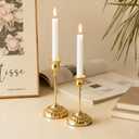 BEAHOT Gold Candle Holders, Set of 3 with Matching Candle Snuffer – Elegant Durable Non-Slip Candlestick Holders for Christmas Decorations Wedding Centerpiece, Dining Table & Home Gift Display