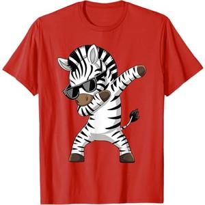 Dabbing Zebra Sunglasses Zoo African Animal Funny Zebra T-Shirt Red