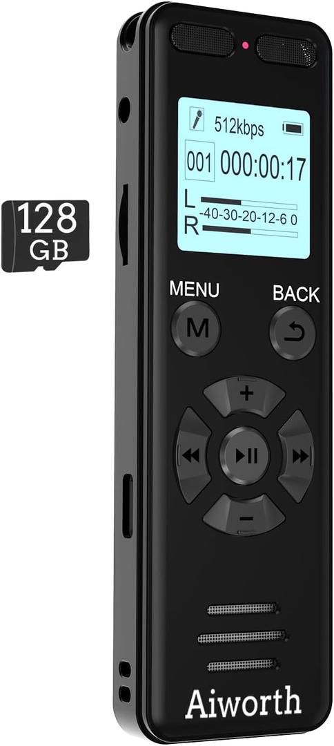 136GB Digital Voice Recorder Voice Activated Recorder for Lectures Meetings - aiworth 9860 Hours Sound Audio Recorder Dictaphone Recording Device with Playback,MP3 Player,Password,Variable Speed
