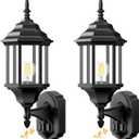 Motion Sensor Outdoor Lights, 2 Pack 16 inch Dusk to Dawn Outside Porch Lights, Waterproof Anti-Rust Aluminum Outdoor Wall Lights Exterior Lighting Fixtures for House, Garage, Front Door (2 Pack - Black)