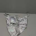 ShawGobow Cutout One Piece Swimsuit,Plunge High Cut Thong Sexy Monokini Bodysuit,Rave Outfit for Women Festival Pool Party Silver Small