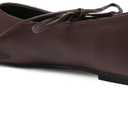 VorisVina Lace Up Square Toe Ballet Flats for Women Cute Bow Slip On Mary Jane Flats Casual Ballerina Shoes 7