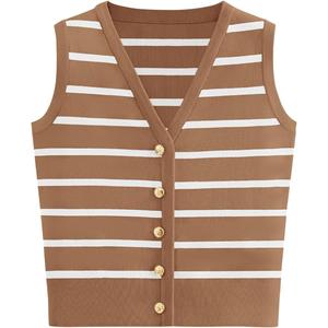 NALANISA Women's Trendy Striped Sweater Vest V Neck Sleeveless Button Up Tank Tops Y2k Shirts Casual Business Summer Outfits (XL)