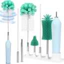 Electric Bottle Brush Cleaner with Holder, Rechargeable Automatic Water Bottle Cleaner with Stainless Steel Extension Handle, Extra Long Water Bottle Brush,Nipple Brush, Straw Cleaner Brush, (Blue)