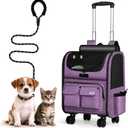 MGB Rolling Cat Carrier with Wheels, Pet Carrier, Purple (Not for Airline)
