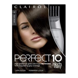 Clairol Nice'n Easy Perfect 10 Permanent Hair Dye, 4 Dark Brown Hair Color, Pack of 2 (6.67 Fl Oz (Pack of 2))
