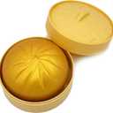 Golden Dumpling Toy with Steamer Case, Funny Squeeze Dough Stress Ball, Realistic Steamed Bun Squeezing Toy for Fidget Sensory Anxiety Relief Calming Travel Accessory Gift