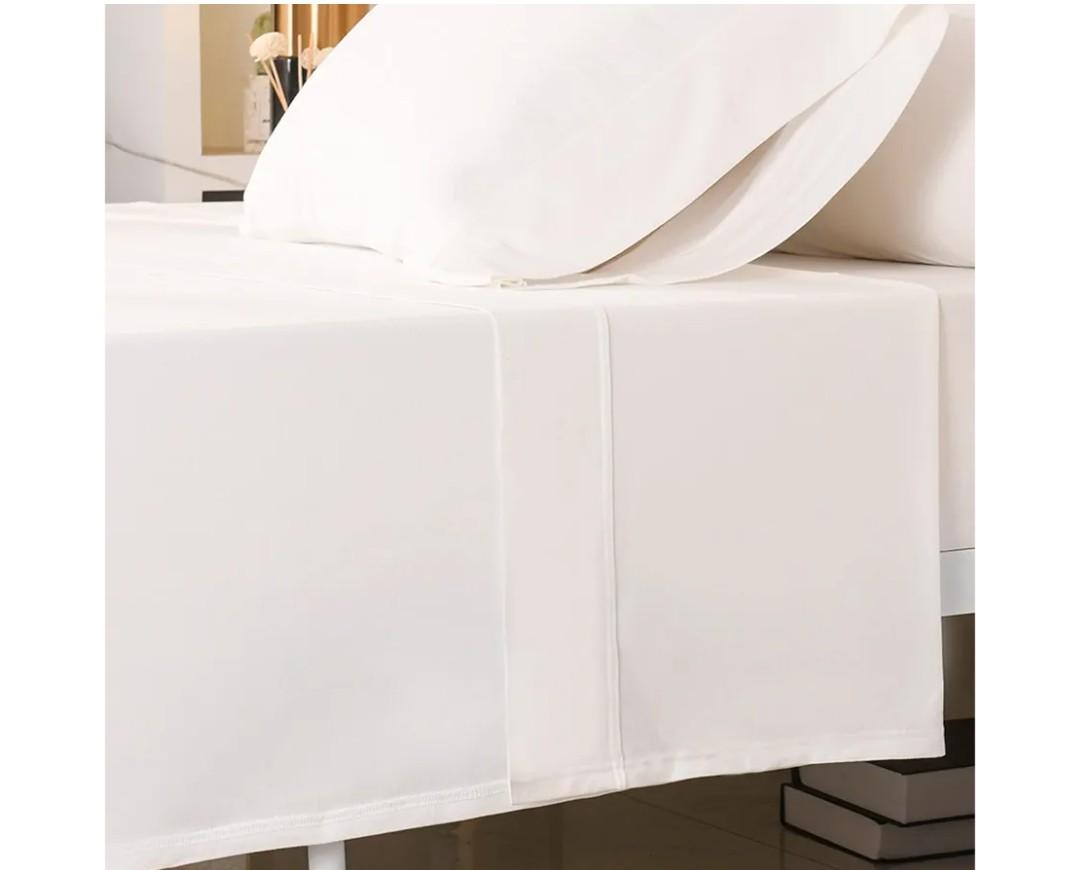 PURE ERA Jersey Knit Flat Top Sheet Only 100% T-Shirt Heather Cotton Super Soft Comfy Breathable (1-Pack, Queen, Solid Off White)