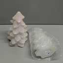 2 Pcs 9" White Christmas Tree Flameless Candles Glittering Real Wax Flickering Battery Operated LED Handmade Carved Candles for Xmas Party Decoration Gifts (Extra Large)