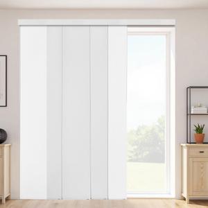 VEVOR Panel Track Blinds, Extendable Track from 45.8 in to 86 in W, Trimmable Panel Curtains Up to 96 in H, Adjustable Vertical Panel Blinds for Sliding Doors, Patio Doors, Room Divider, Window, White, 98.4"W x 85.8"H