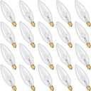 NETEHA 20 Pack Candelabra Torpedo 40W E12 Base 120V Decorative Vintage Light Bulbs, 2700K Warm White Dimmable Edison Candle Bulbs for Chandeliers, Ceiling Fan Lights and Pendants