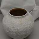 Mimorou White Ceramic Decorative Flower Vase 8.27" x 8.66" Textured Round Rustic Pottery Vintage Large Vase for Home Decor Centerpieces Living Room Christmas Decoration