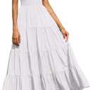 PRETTYGARDEN Women's 2026 Casual Loose Plain Maxi Sundress Smocked Tank Dress Sleeveless Spring Beach Tiered Long Dresses (White, L)