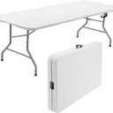 SKOK 330lbs Folding Table 6ft, Plastic Picnic Table Portable with Handle, 6 Foot Folding Table Long with Thicker Tabletop, White Tailgating Utility Commercial Craft Foldable Table for Party & Events