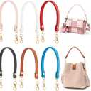 PH PandaHall 6 Colors PU Leather Purse Handle, 12.8 Inch Short Purse Strap Replacement Handbag Handle with Light Gold Swivel Clasps for Handmade Bag Handbag Purse Tote, 6pcs (3.2x1.9cm Clasp)
