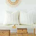JOJUSIS Pack of 2 Faux Fur Plush Decorative Throw Pillow Covers Couch Cushion Case Soft Pillowcases (White)