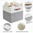 13x15x13 Storage Cube Bins, Foldable Storage Organizer Baskets, Fabric Cube Storage Boxes with 2 Reinforced PU Handles for Kallax, Shelves, Living Room | 4 Pack, Gray & White