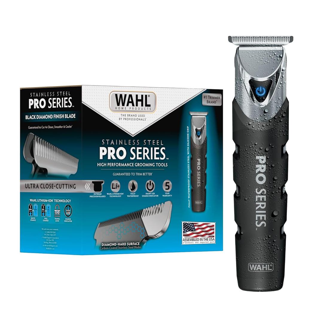Wahl USA Pro Series Forever BladeTM Stainless Steel Cordless Rechargeable Beard Trimmer for Men with No Slip Grip & USB Charge  Model 3026017