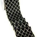 MAYREEL 4 Inch Black and Gold Velvet Wired Ribbon Metallic Diamond Glitter Grid for Christmas Gift Wrapping Floral Craft Bows Wreaths Garland Wedding Holiday Decor 10 Yards