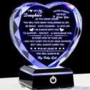 YWHL Daughter Gifts from Mom Dad Birthday Gifts for Daughter Adult to My Daughter Heart Crystal Keepsake with Colorful Base Meaningful Gifts for Daughter on Christmas Graduation Valentine Day