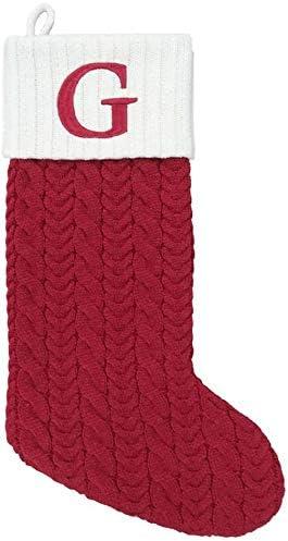 St. Nicholas Square Red Cable Knit Monogram Christmas Stocking, 21-Inch (Letter G)