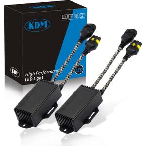 KDM 9005 9006 H10 9012 LED Light Decoder Canbus,Anti Flickering Error Free Load Resistor, LED Warning Canceller Resistor Adapter,2Pack