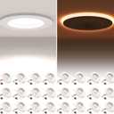 24 Pack 5/6 Inch LED Can Lights with Night Light, 5CCT Retrofit Recessed Lighting Selectable 2700K-6000K Dimmable, 12W=75W, 1200LM Downlight with Metal Smooth Trim - ETL and Energy Star (5CCT+NT-WH)