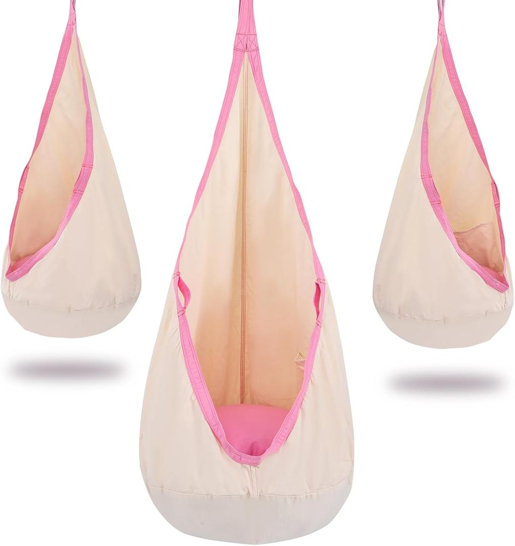 YAERSI Kids Pod Swing Seat Cotton Child Hammock Chair with PVC Inflatable Cushion for Indoor and Outdoor Use Portable