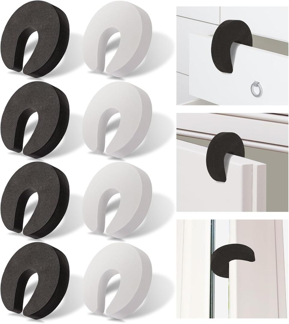 8 Pcs Multifunctional Door Slam Stopper and Door Pinch Guard, Stylish Finger Pinch Guard, Foam Door Stopper Prevent Finger Injuries, Slamming Doors, Keep Children Pets from Being Locked