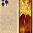 MILPROX Compatible with iPhone 14 Pro Max Case (2022), Glitter Sparkly Shiny Bling Rubber Gel Shell Cases 3 Layers Shockproof Protective Bumper Cover for iPhone 14 Pro Max 6.7" 2022 - Gold