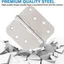 12 Pack Nickel Door Hinges Brushed Nickel 4 Inch Exterior/Interior/Front Door Hinge 4 Inch Silver 5/8" Radius Corner Residential Door Hardware Non-Removable Indoor Door Hinges 4"x4"Heavy Duty 8 Holes