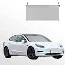 Retractable Windshield Sun Shade for Tesla Model 3,New Permanent Automotive Front Window Sunshades for Long Term Use Roll Up & Down with a Button,Easy Storage-No More Storing and Moving
