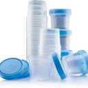 Caremax Supply Specimen Cups with Lids-Leak Proof Lid- High Quality Latex Free Polypropylene Plastic- Non-Sterile- 25 4oz Specimen Jar