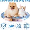 Cat Water Bed Play Mat, Cat Water Mat with Fish, Water Sensory Play Mat for Cats, 39 In/40 in Pet Sleeping Mats for Summer, Interactive Cats Toy for Indoor Play (Shark 20 in)