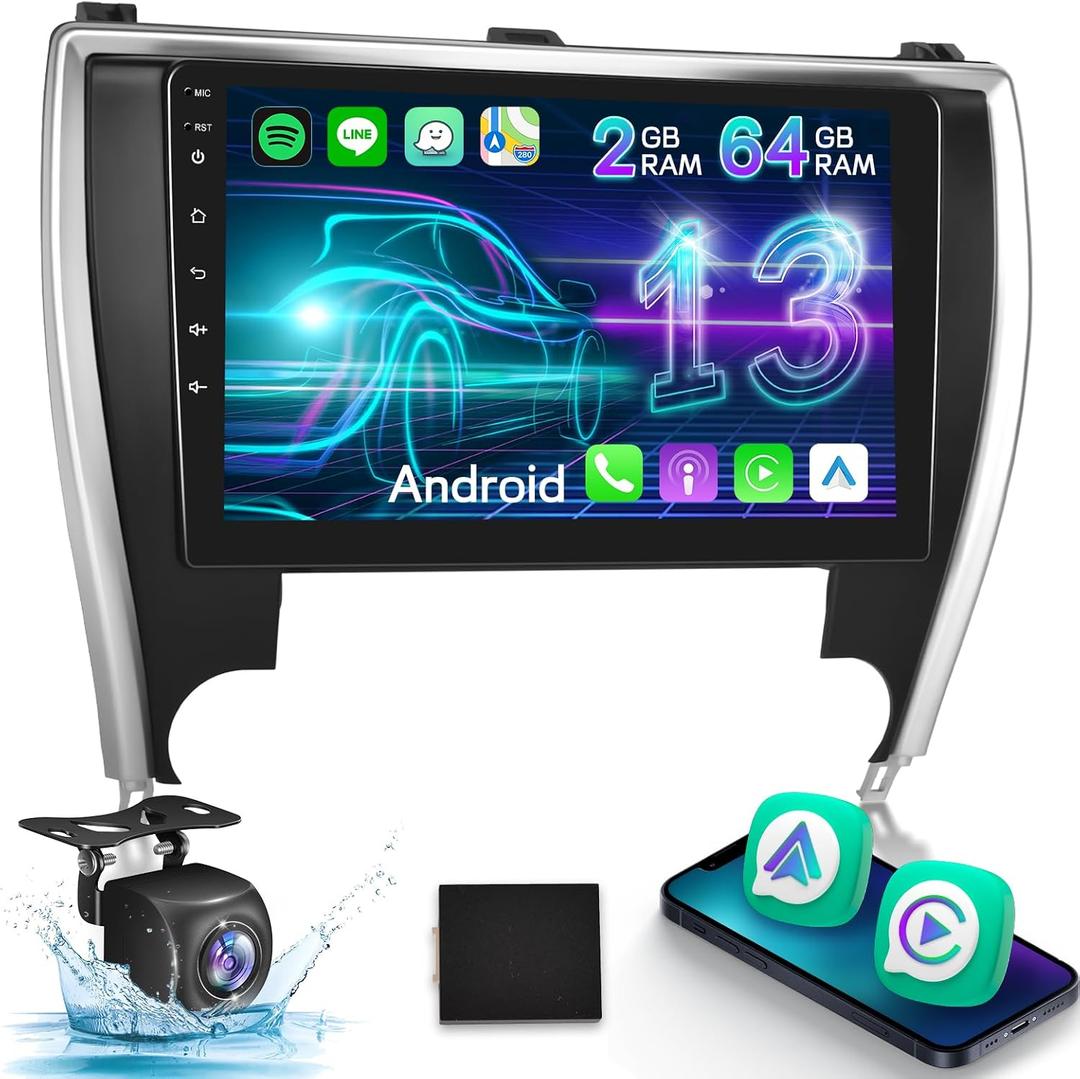 NHOPEEW [2+64G] for Toyota Camry 2015 2016 2017 Android 13 Car Stereo - 10.1 inch HD Touchscreen DSP Audio - Wireless Carplay and Android Auto, Mirror Link, WiFi, GPS, SWC + Canbus + AHD Backup Camera