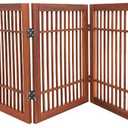 Urnporium Freestanding Wooden Dog Gate Foldable Indoor Pet Gate No Drill Expandable Barrier for Doorways Stairs Hallways Portable Wood Fence for Small Dogs & Puppies (Brown Pet Gate, 3 Panel 24" Tall)