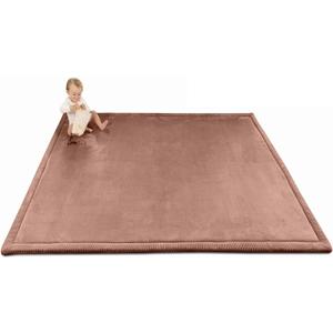 Hakuna Matte CloudSoft Baby Play Mat for Floor 60" x 80" Brown Coral Velvet Memory Foam Rug for Crawling & Cozy Play Non-Slip, Water-Resistant, Easy-CareTummy Time Mat, Playmat for Playpen
