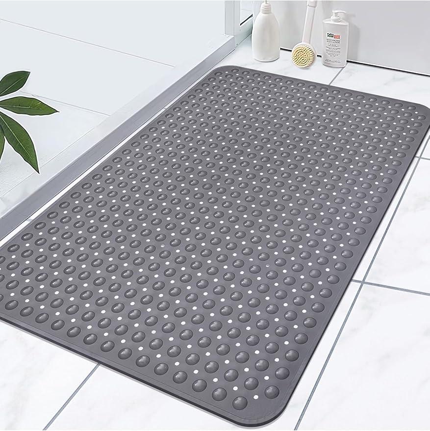 Bathtub Mat Non Slip and Shower Mat with Suction Cups and Drain Holes, 30x17 in (75x43 cm), Soft Machine Washable Non Slip Bath Mat, Shower Mats for Inside Shower, Easy Dry&Cut