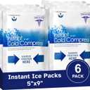 Instant Ice Packs for Injuries (5" x 9") - 6 Pack of Disposable Cold Compress Ice Packs for Sprains, Strains, Contusions, Minor Burns, Toothaches, and More