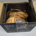 LUKA Ceramic Espresso Cups with Saucers and Metal Stand, Small 4 oz Porcelain Demitasse Cups Set of 6, Cute Cappuccino Coffee Cups for Double Espresso, Tea, Marbling White