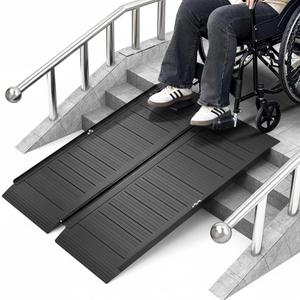 3FT Portable Wheelchair Ramp with Handle, Non-Slip Aluminum Folding Handicap Wheelchair Ramp for Home, Doorways, Thresholds, Steps, Curbs, Stairs, 800 LBS Capacity (3FT(Using height 3"-9")