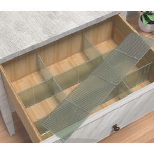 8pcs DIY Plastic Drawer Organizer Adjustable Drawer Dividers for Home Tidy Closet, Socks, Underwear, office school supplies, kitchen utensil tools (Clear Green)