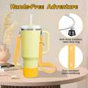 2 x Cup Accessories Set Compatible with Stanley H2.0 & Protour 30oz 40oz, Carrier with Strap & Protective Boot, Handle Shoulder Cross Carrying Strap for Women Men (Yellow, Fit Stanleyy 40oz)