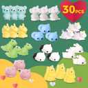 30 Packs Valentine's Day Cards with Mochi Squishy Toys, Mini Kawaii Stress Relief Squishy Toys Sets for Kids, Valentine's Day School Classroom Prizes, Valentine Exchange Gift